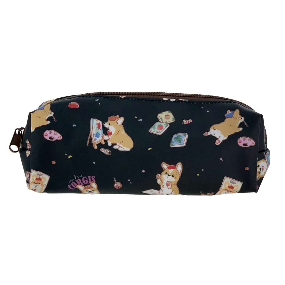 Waterproof Corgi Artist Large Pencil Case Makeup Pouch
